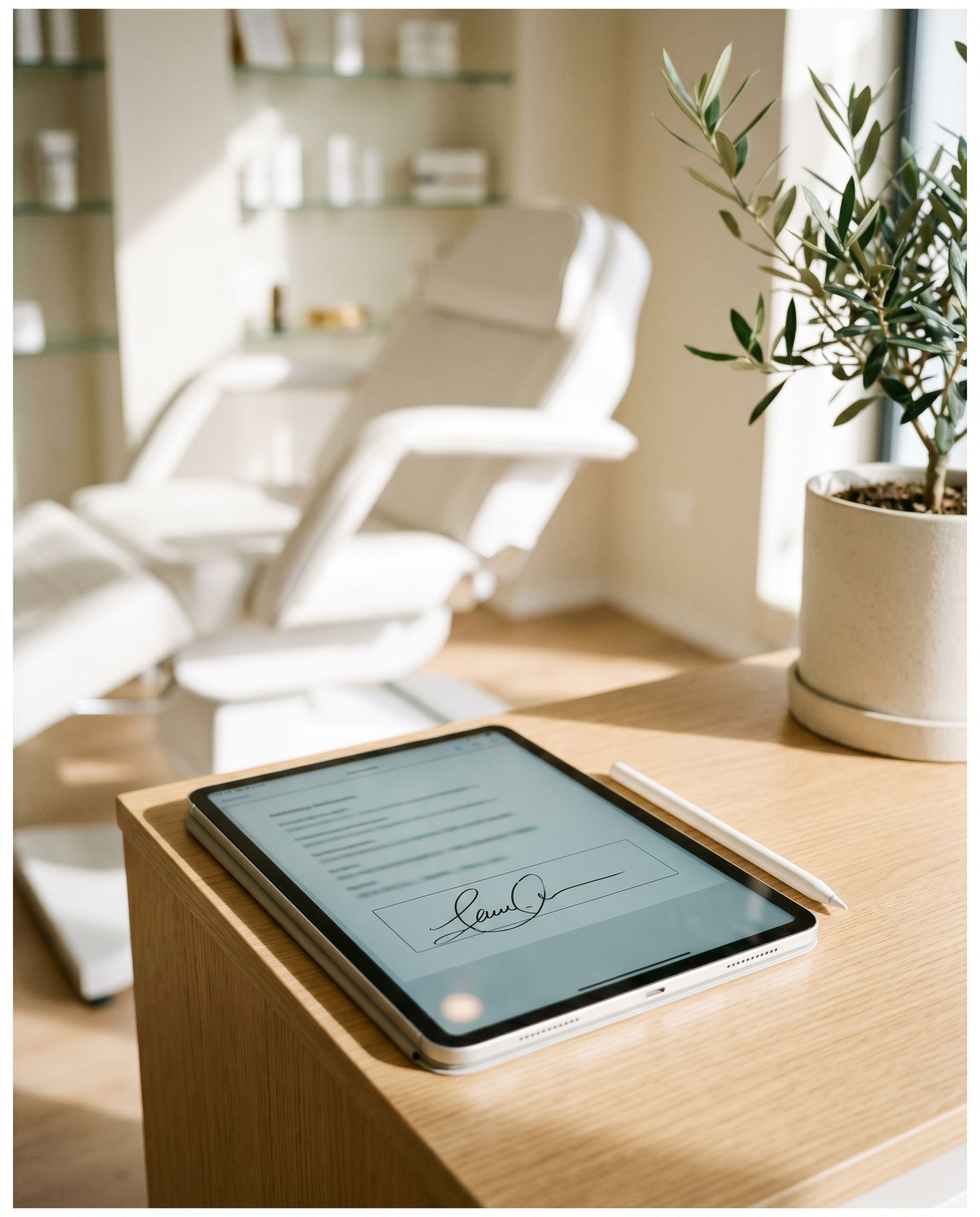 Tablet con consenso informato digitale firmato, in cabina PMU — il futuro del consenso eIDAS